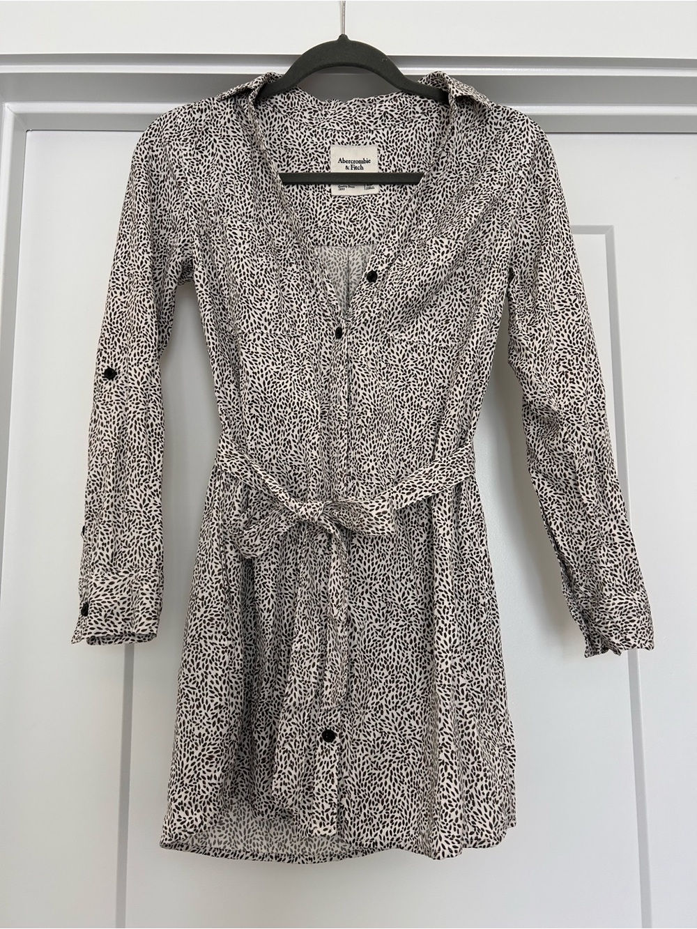 Abercrombie & Fitch Black and White Printed Long Sleeve Shirt Dress